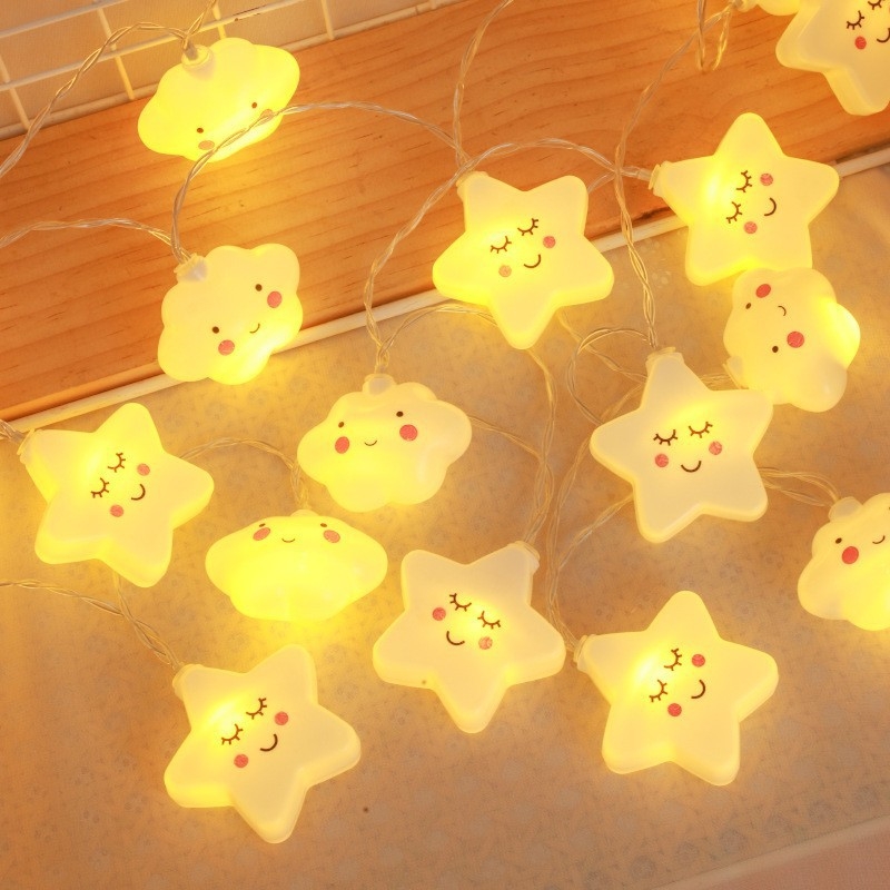 Lumină decorativă LED pentru cort, cu motive de stele și nori curcubeu, 20-2000 LED, 3.8W, IP44, alimentare solară/DC