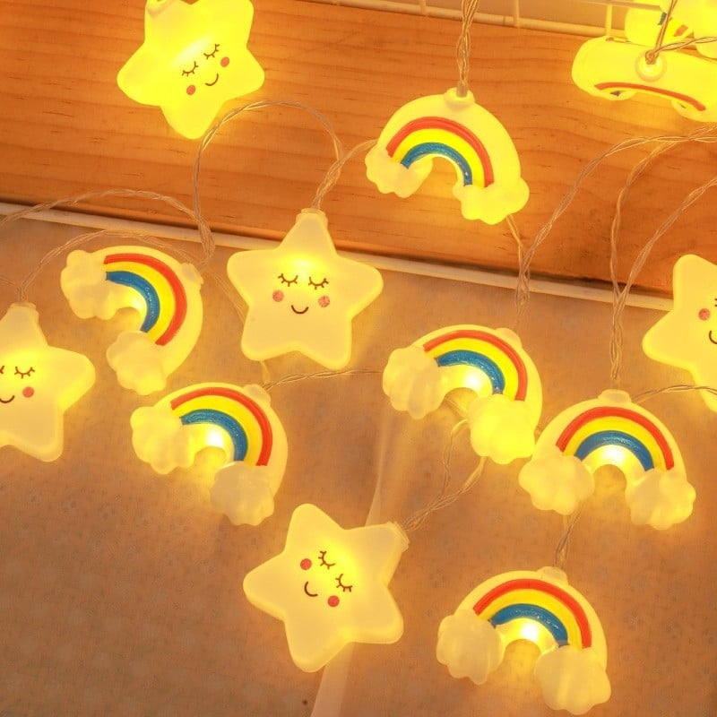 Lumină decorativă LED pentru cort, cu motive de stele și nori curcubeu, 20-2000 LED, 3.8W, IP44, alimentare solară/DC