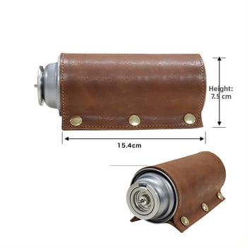 Кожен калъф за газова бутилка 250 г — портативен, изолиран и ветроустойчив за къмпинг, защитен холстер за двама