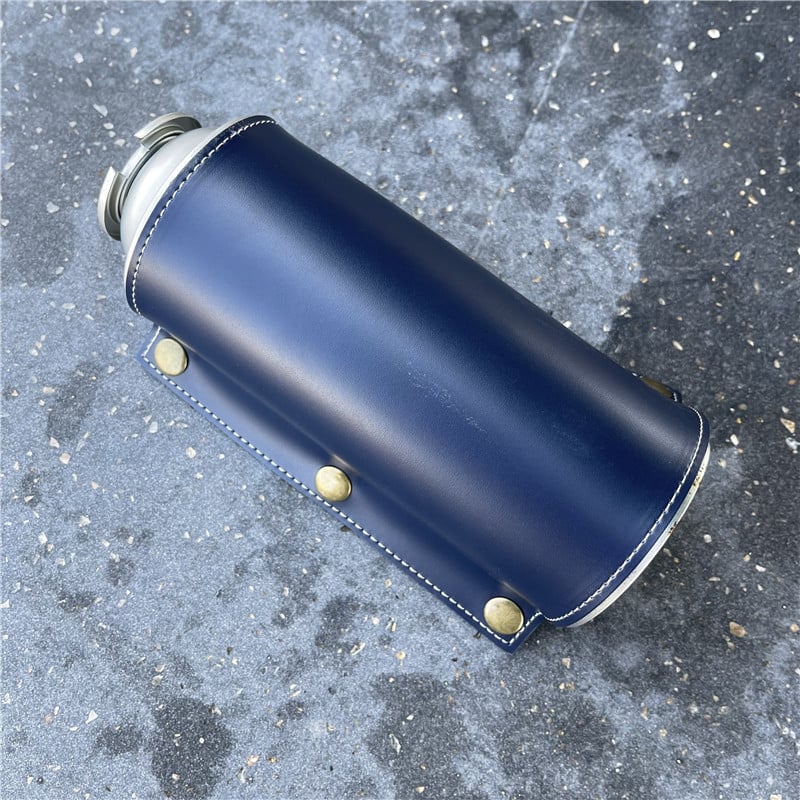 Кожен калъф за газова бутилка 250 г — портативен, изолиран и ветроустойчив за къмпинг, защитен холстер за двама