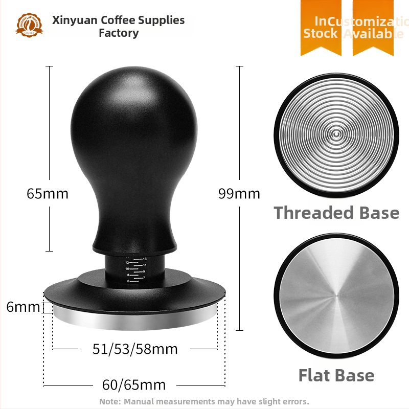 Преса за кафе на прах, 30 lb постоянен натиск, чук с резба от неръждаема стомана, балансирана основа, корпус от алуминиева сплав + неръждаема стомана