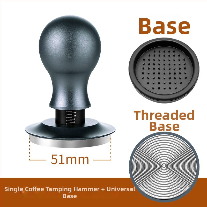 Πρέσα καφέ σε σκόνη, σταθερή πίεση 30 lb, σφυρί από ανοξείδωτο χάλυβα με βίδωμα, βάση ισορροπίας, σώμα από κράμα αλουμινίου + ανοξείδωτο χάλυβα