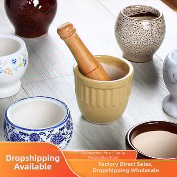 Κεραμικός μύλος για σκόρδο και γουδοχέρι – παραδοσιακό οικιακό σκεύος για πάστα σκόρδου, χειροκίνητο