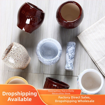 Κεραμικός μύλος για σκόρδο και γουδοχέρι – παραδοσιακό οικιακό σκεύος για πάστα σκόρδου, χειροκίνητο