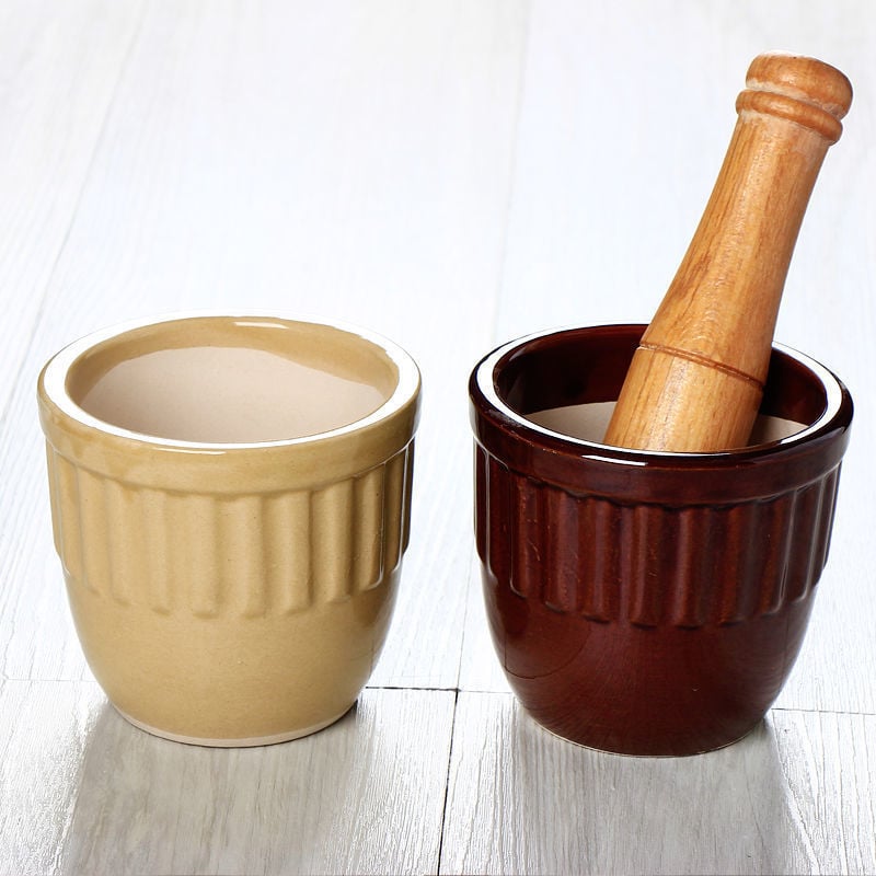 Κεραμικός μύλος για σκόρδο και γουδοχέρι – παραδοσιακό οικιακό σκεύος για πάστα σκόρδου, χειροκίνητο