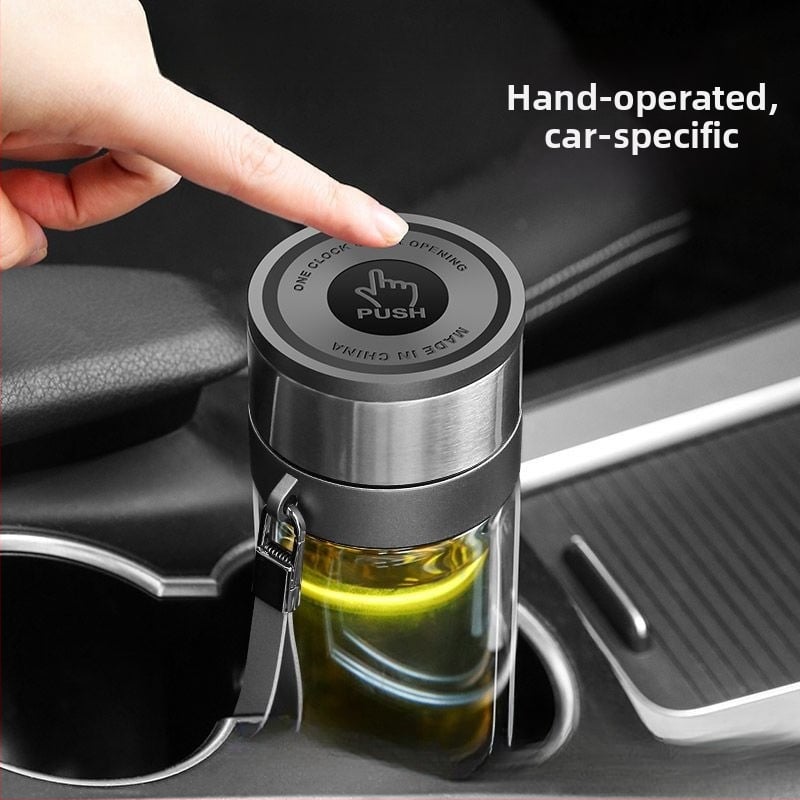 Κούπα τσαγιού από διπλό στρώμα γυαλιού μποροσίλικ για αυτοκίνητο, με αντι-κάψιμο μόνωση και καπάκι με ένα κλικ