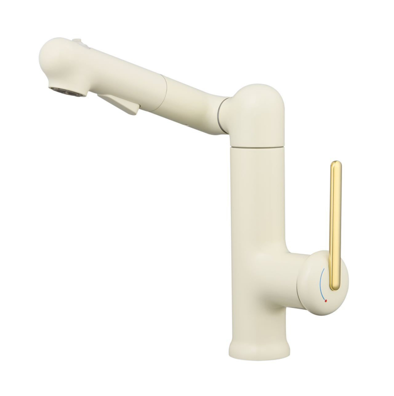 Fürdőszobai mosdócsap forgó kifolyóval, alulról történő szerelés, test: cinkötvözet, kerámia korongos szelep, elektroplakált felület, meleg/hideg vezérlés kulccsal