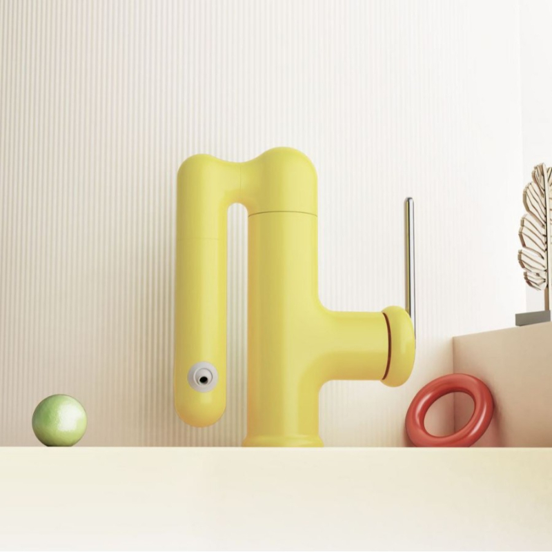 Fürdőszobai mosdócsap forgó kifolyóval, alulról történő szerelés, test: cinkötvözet, kerámia korongos szelep, elektroplakált felület, meleg/hideg vezérlés kulccsal