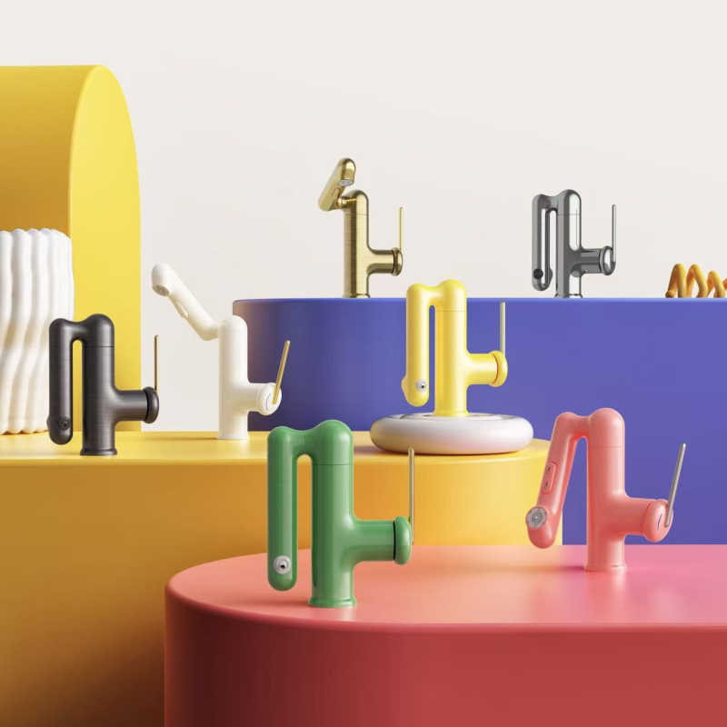 Fürdőszobai mosdócsap forgó kifolyóval, alulról történő szerelés, test: cinkötvözet, kerámia korongos szelep, elektroplakált felület, meleg/hideg vezérlés kulccsal