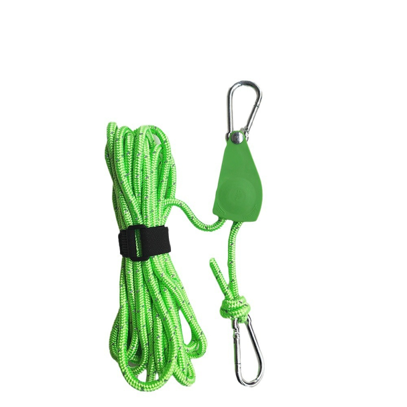 Tensioner užeta za šator s klizačem i reflektirajućom debelom užadi; dužine 2–10 m; promjer užeta 4–10 mm; nosivost do 100 kg po jedinici
