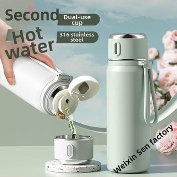 Iskolásoknak szánt hőszigetelt rozsdamentes acél csésze hőmérséklet kijelzővel; belső 316; külső 304; 12–24 óra szigetelés