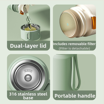 Iskolásoknak szánt hőszigetelt rozsdamentes acél csésze hőmérséklet kijelzővel; belső 316; külső 304; 12–24 óra szigetelés
