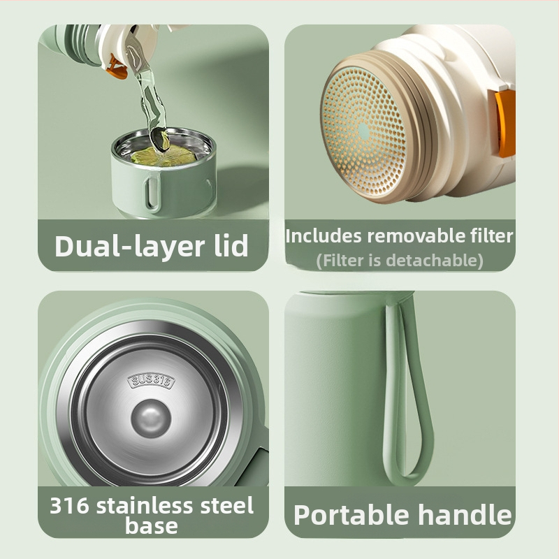 Iskolásoknak szánt hőszigetelt rozsdamentes acél csésze hőmérséklet kijelzővel; belső 316; külső 304; 12–24 óra szigetelés