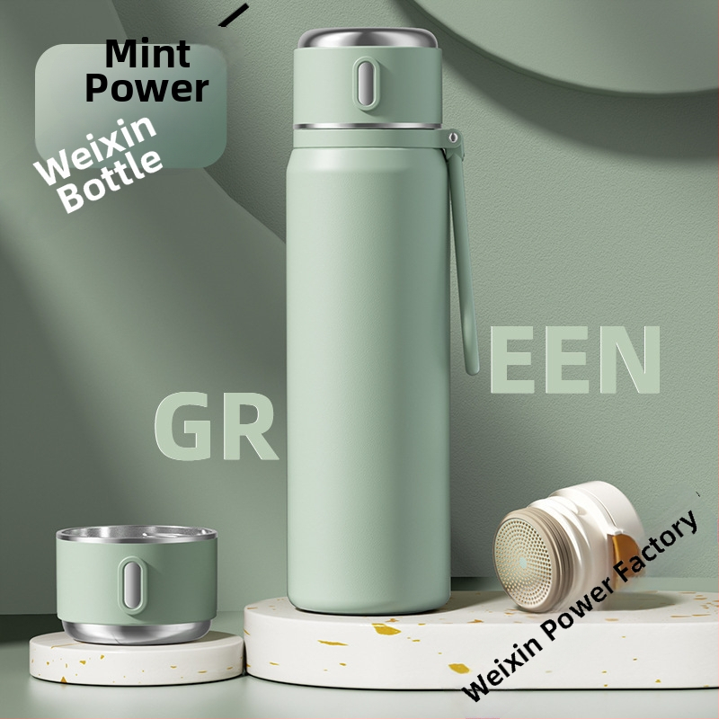 Iskolásoknak szánt hőszigetelt rozsdamentes acél csésze hőmérséklet kijelzővel; belső 316; külső 304; 12–24 óra szigetelés