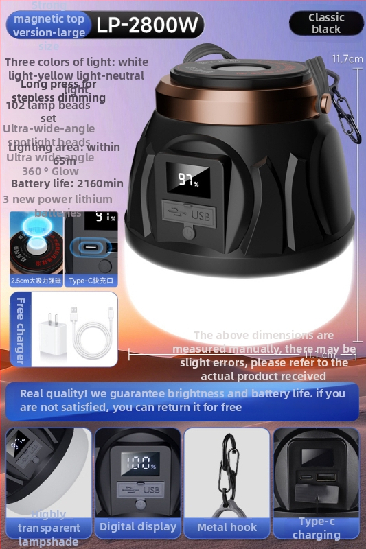 Lampă de camping în aer liber, cu durată ultra-lungă a bateriei, lampă pentru cort, iluminare reîncărcabilă pentru situații de urgență