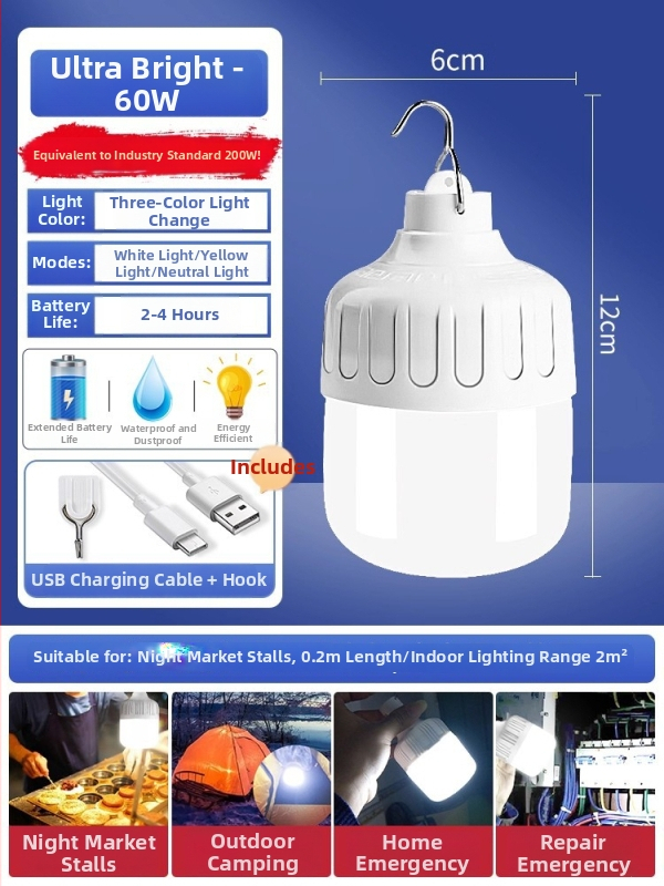 Lampă de camping în aer liber, cu durată ultra-lungă a bateriei, lampă pentru cort, iluminare reîncărcabilă pentru situații de urgență