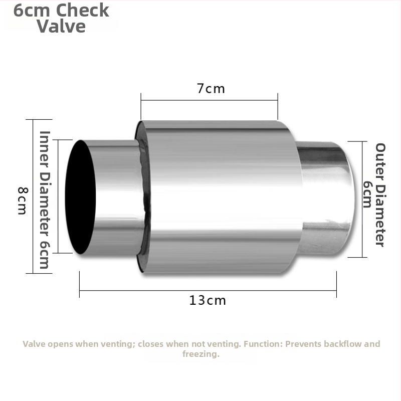 Nerezový oblúk na výfukovú rúru kuchynského plynového ohrievača vody, s kontrolou proti spätnému toku a páskou z hliníkovej fólie