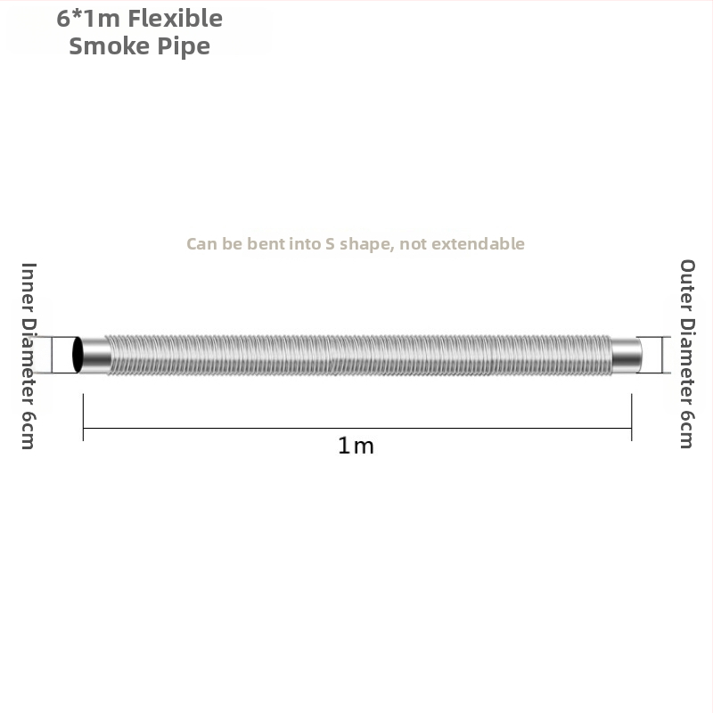 Nerezový oblúk na výfukovú rúru kuchynského plynového ohrievača vody, s kontrolou proti spätnému toku a páskou z hliníkovej fólie