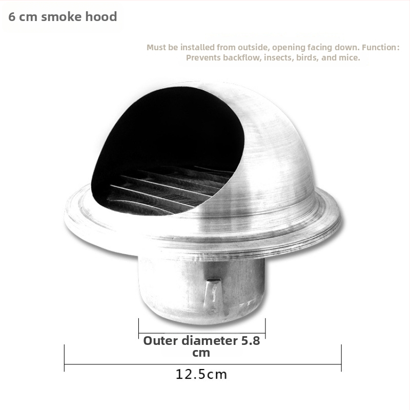 Nerezový oblúk na výfukovú rúru kuchynského plynového ohrievača vody, s kontrolou proti spätnému toku a páskou z hliníkovej fólie