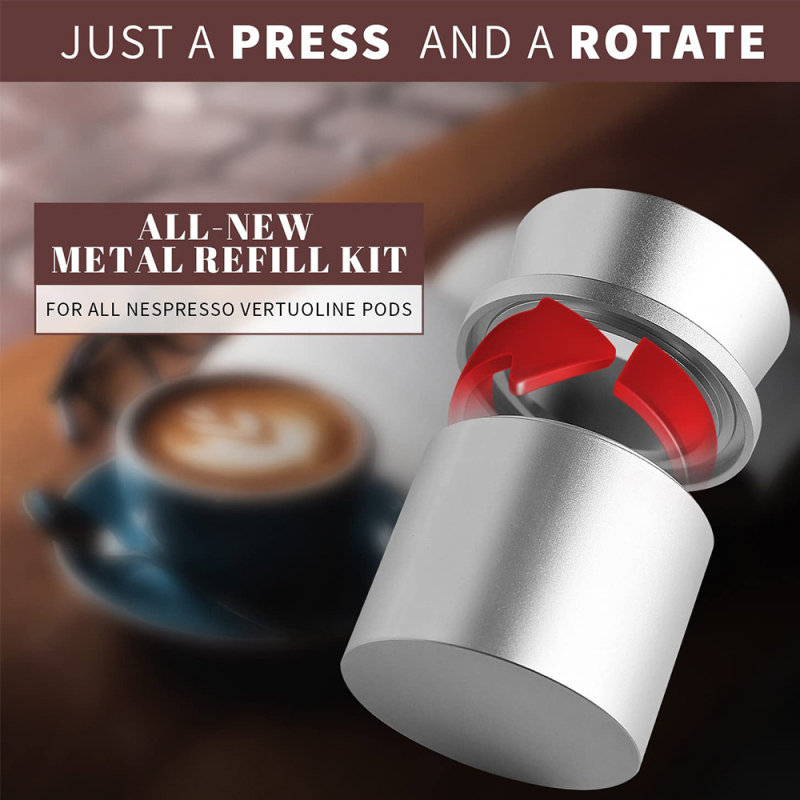 Επαναχρησιμοποιήσιμο γέμισμα αλουμινίου για καψούλες καφέ, με σταθερό μηχανισμό συμπίεσης, μοντέρνος μινιμαλιστικός σχεδιασμός, 1 εξάρτημα, ποιότητα πρώτης κατηγορίας