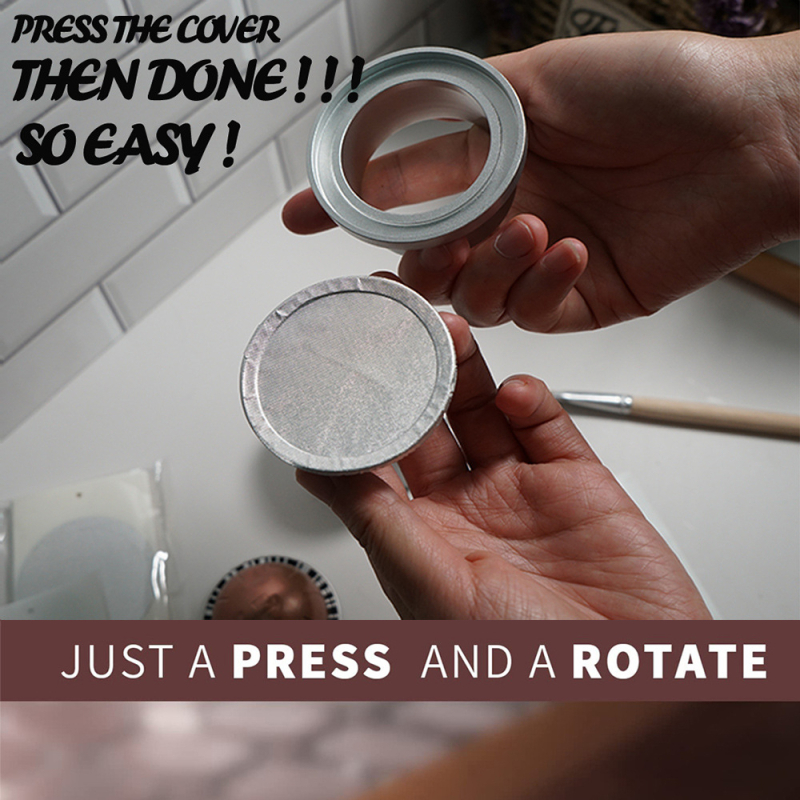 Επαναχρησιμοποιήσιμο γέμισμα αλουμινίου για καψούλες καφέ, με σταθερό μηχανισμό συμπίεσης, μοντέρνος μινιμαλιστικός σχεδιασμός, 1 εξάρτημα, ποιότητα πρώτης κατηγορίας