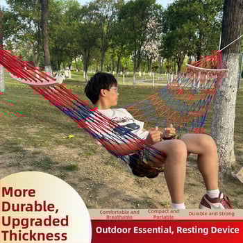 Kültéri függőágy - egyszemélyes, nylon kötél hálós felület, felborulás elleni dizájn