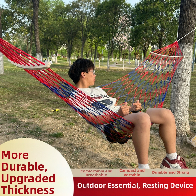 Hojdacia sieť na vonkajšie použitie - jednoosobová, nylonová sieťová plocha, dizajn proti prevráteniu