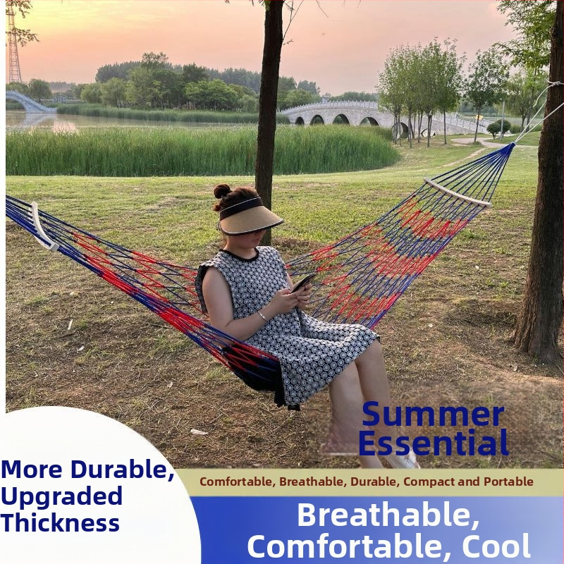 Hojdacia sieť na vonkajšie použitie - jednoosobová, nylonová sieťová plocha, dizajn proti prevráteniu