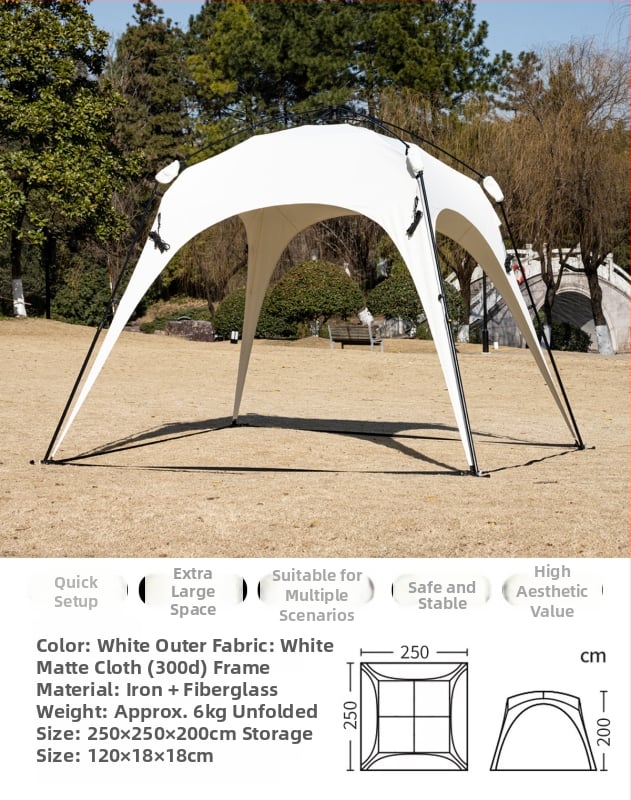 Automata gyorsan nyíló kültéri kupol sátor kempingezéshez; szélvédő és esőálló; egyrétegű konstrukció; szálas rudak; külső, belső és padló Oxford anyagból; súly 8,6 kg; külső vízállóság >3000 mm; alkalmas tavaszra és őszre