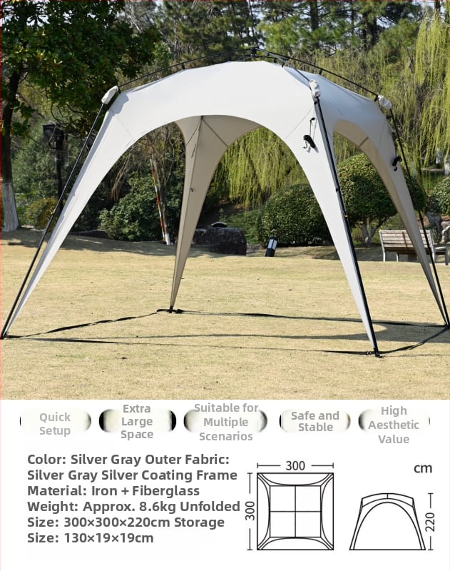 Automata gyorsan nyíló kültéri kupol sátor kempingezéshez; szélvédő és esőálló; egyrétegű konstrukció; szálas rudak; külső, belső és padló Oxford anyagból; súly 8,6 kg; külső vízállóság >3000 mm; alkalmas tavaszra és őszre
