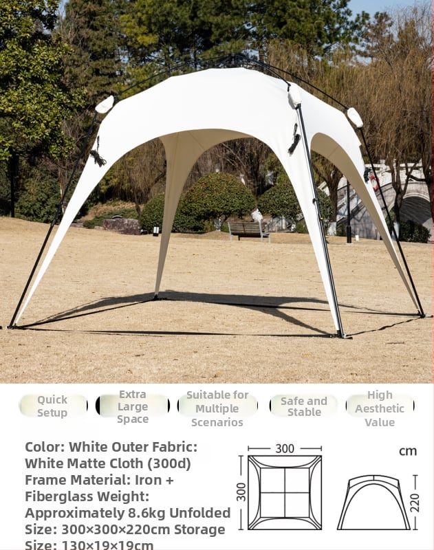 Automata gyorsan nyíló kültéri kupol sátor kempingezéshez; szélvédő és esőálló; egyrétegű konstrukció; szálas rudak; külső, belső és padló Oxford anyagból; súly 8,6 kg; külső vízállóság >3000 mm; alkalmas tavaszra és őszre