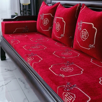 Perne de canapea chenille, 95% conținut de țesătură, stil Nou Chinezesc, model plante și flori, personalizare disponibilă