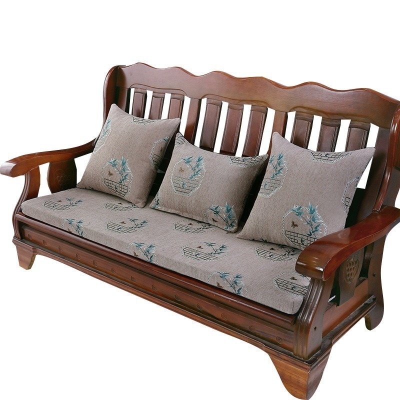 Perne de canapea chenille, 95% conținut de țesătură, stil Nou Chinezesc, model plante și flori, personalizare disponibilă