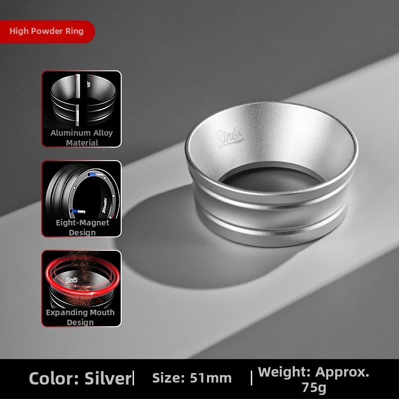 Rukoväť na espresso portafilter s magnetickým prachovým prstencom, 51/53/58 mm, hliníková zliatina