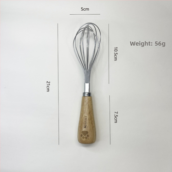 Разбърквач за яйца, разделител за белтъци и преса за пюре - 8-частен комплект кухненски прибори от неръждаема стомана с дръжки от гумирано дърво