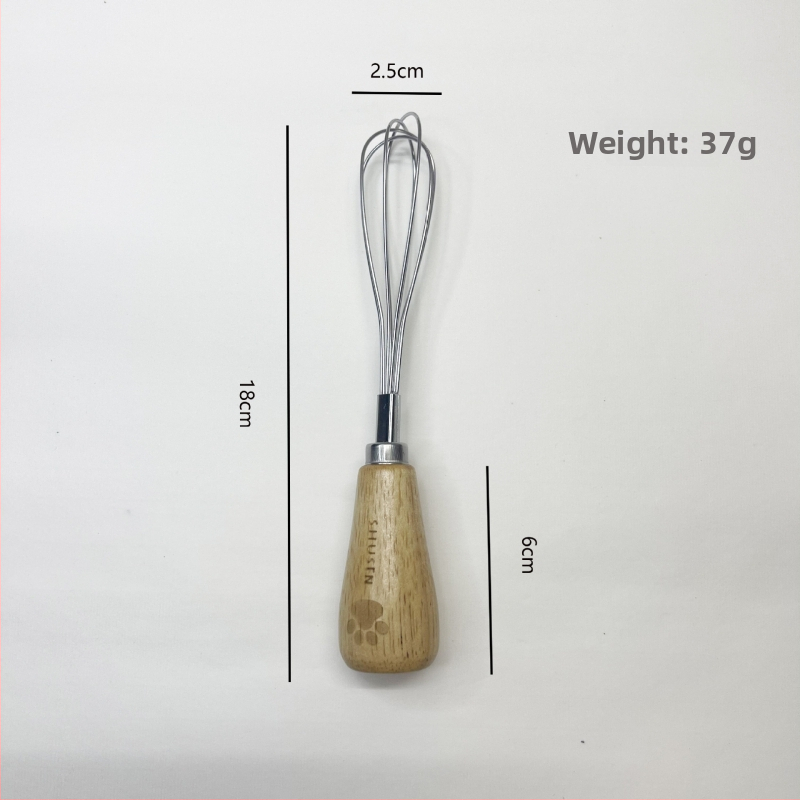 Vajcový šľahač a separátor bielkovín, lis na pyré - 8-dielny set kuchynských nástrojov z nehrdzavejúcej ocele s rukoväťami z gumového dreva