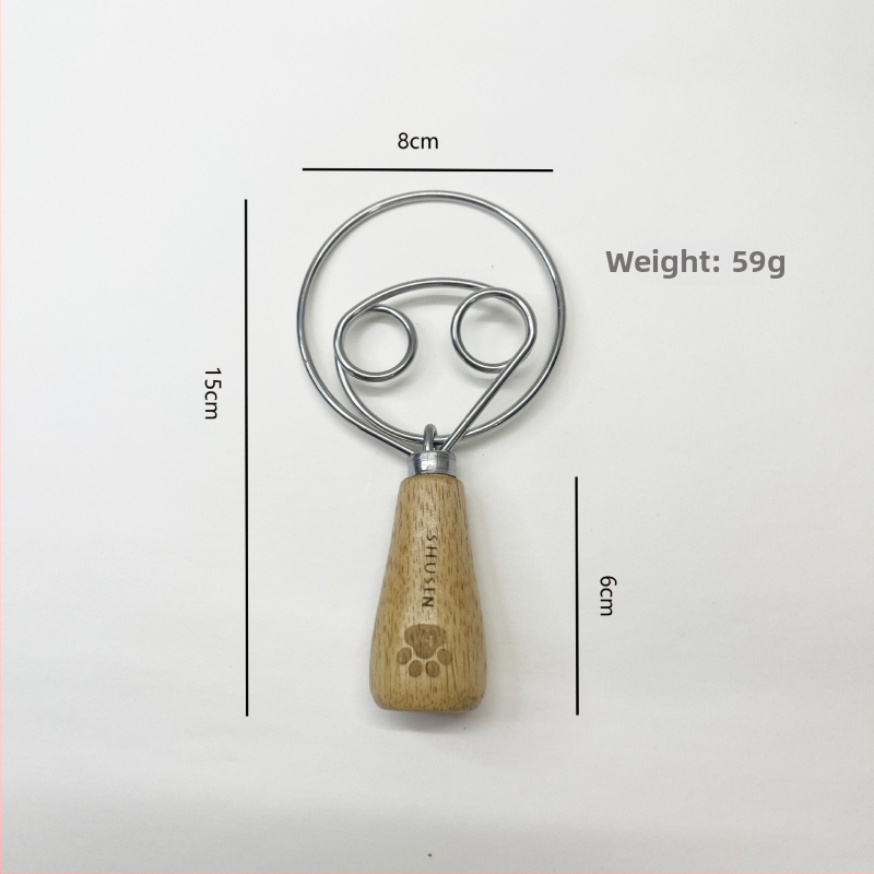 Vajcový šľahač a separátor bielkovín, lis na pyré - 8-dielny set kuchynských nástrojov z nehrdzavejúcej ocele s rukoväťami z gumového dreva