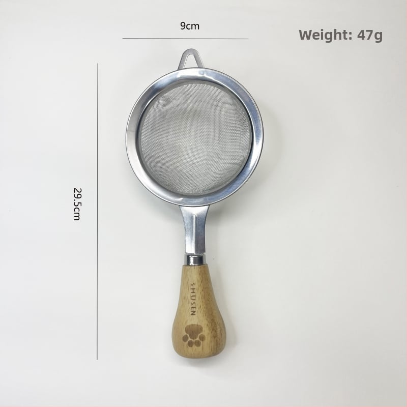 Разбърквач за яйца, разделител за белтъци и преса за пюре - 8-частен комплект кухненски прибори от неръждаема стомана с дръжки от гумирано дърво