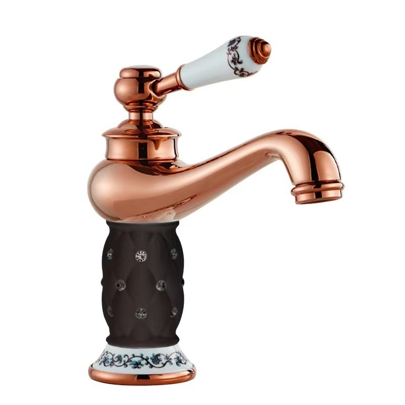 Európai stílusú mosdócsaptele, forró–hideg keverő, egylyukas aláépített szerelés, rézből, kerámiabetétes szelep, modell 607