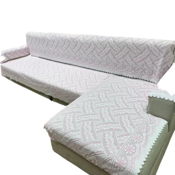 Navlaka za naslon kauča od ice silk, geometrijski uzorak, rub čipke, univerzalna veličina