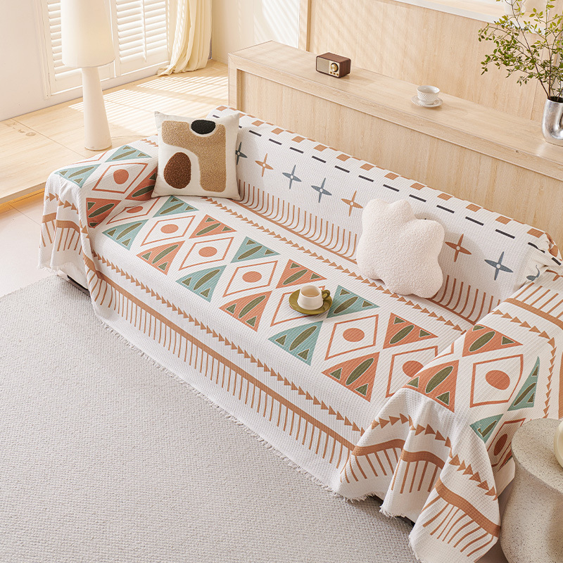 Boho navlaka za kauč – potpuno prekrivanje u jednom komadu, za sve sezone, boho stil, navlaka za jastuk i deka za kauč