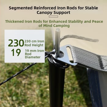 Kültéri kemping árnyékoló, négyszögletes formájú, Oxford szövet, vízálló A, UV-védelem, hordozható piknikhez és grillhez