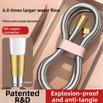 Sprchový set s vysokým prietokom, hadica z meďe/nerezovej ocele, guľatá sprchová hlavica, závitové pripojenie, moderný minimalistický štýl