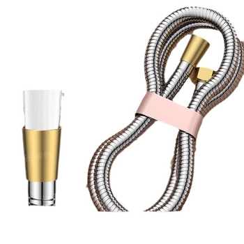 Душ комплект с голям поток, маркуч от мед/неръждаема стомана, кръгла душ глава, резбово свързване, модерен минималистичен стил