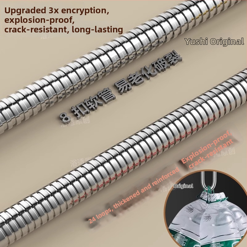 Sprchový set s vysokým prietokom, hadica z meďe/nerezovej ocele, guľatá sprchová hlavica, závitové pripojenie, moderný minimalistický štýl