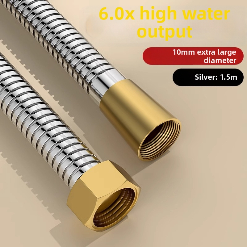 Sprchový set s vysokým prietokom, hadica z meďe/nerezovej ocele, guľatá sprchová hlavica, závitové pripojenie, moderný minimalistický štýl