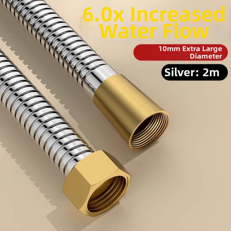 Sprchový set s vysokým prietokom, hadica z meďe/nerezovej ocele, guľatá sprchová hlavica, závitové pripojenie, moderný minimalistický štýl