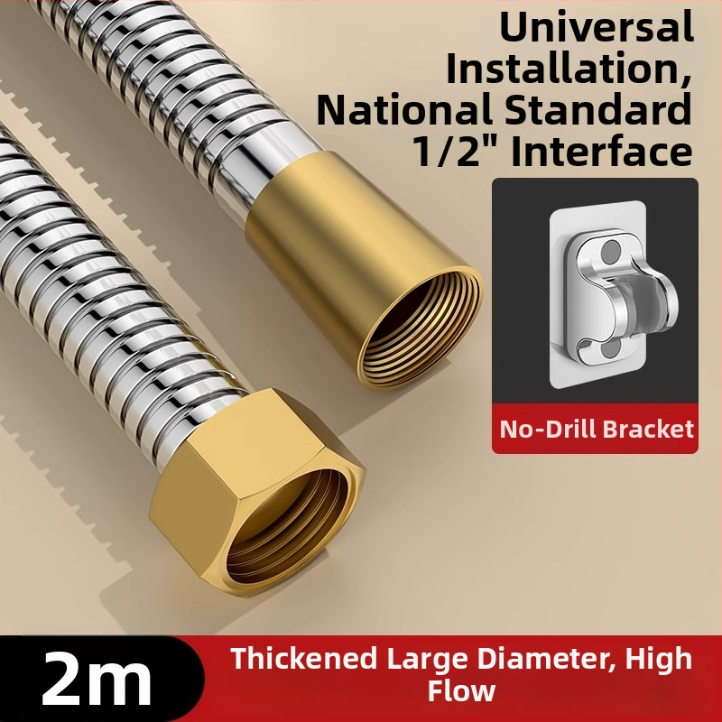 Sprchový set s vysokým prietokom, hadica z meďe/nerezovej ocele, guľatá sprchová hlavica, závitové pripojenie, moderný minimalistický štýl