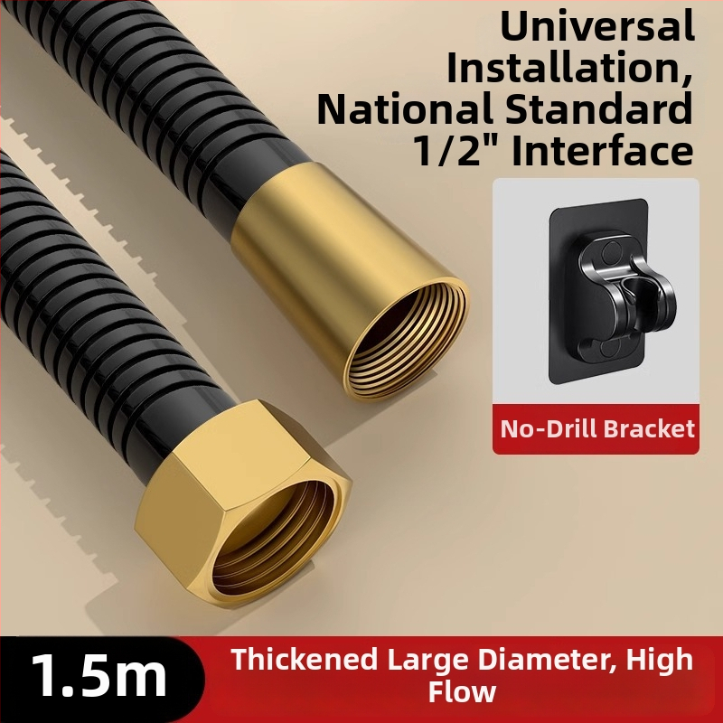 Sprchový set s vysokým prietokom, hadica z meďe/nerezovej ocele, guľatá sprchová hlavica, závitové pripojenie, moderný minimalistický štýl