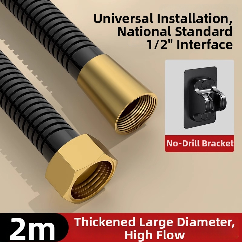 Sprchový set s vysokým prietokom, hadica z meďe/nerezovej ocele, guľatá sprchová hlavica, závitové pripojenie, moderný minimalistický štýl